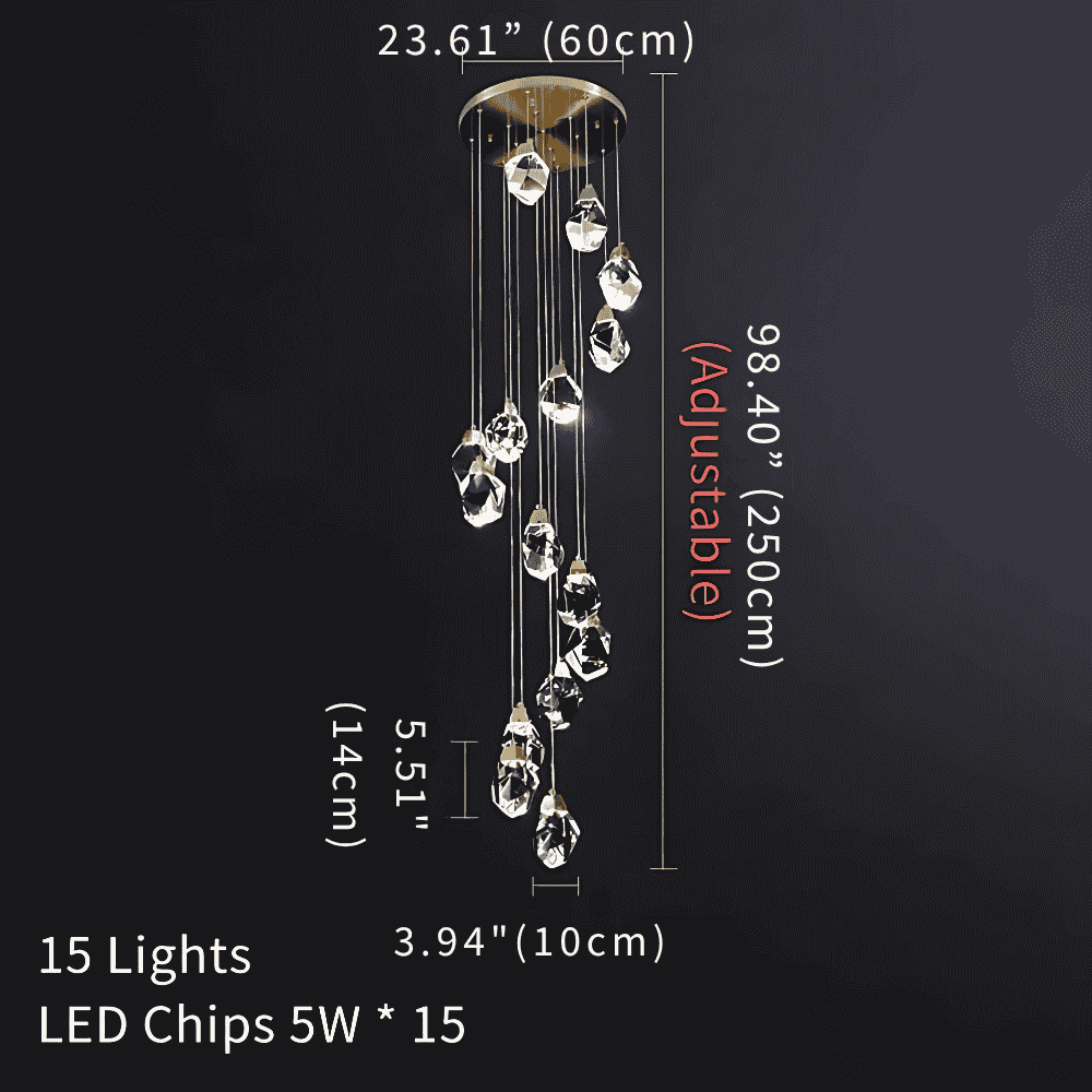 Eve Modern Crystal Chandelier for Staircase - Gold1Cool Light(6000K)casivra