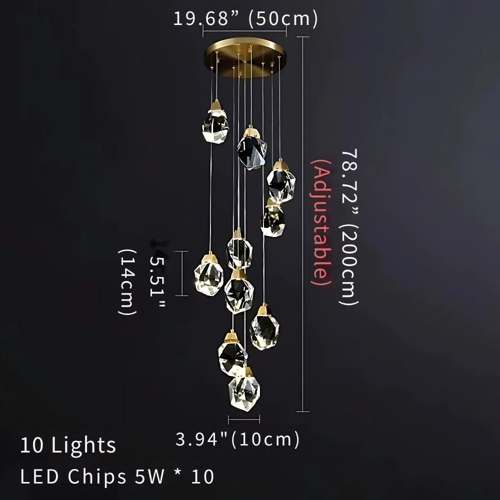 Eve Modern Crystal Chandelier for Staircase - Gold1Cool Light(6000K)casivra