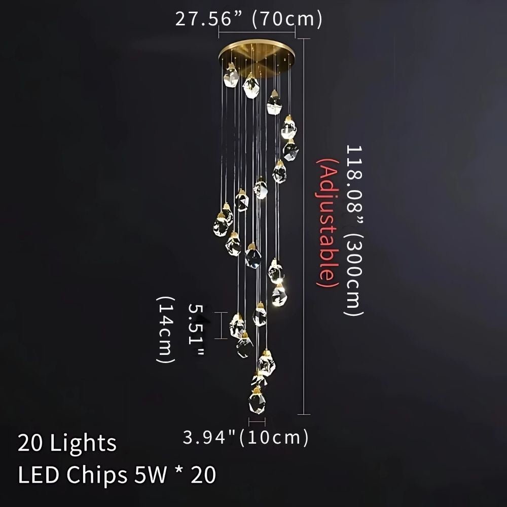 Eve Modern Crystal Chandelier for Staircase - Gold1Cool Light(6000K)casivra