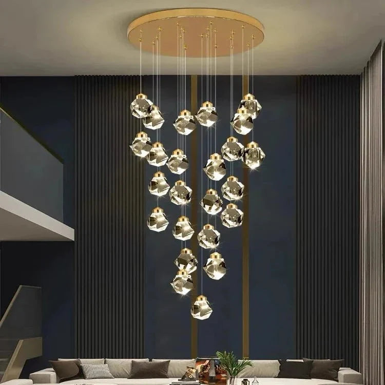 Eve Modern Crystal Chandelier for Staircase - Gold1Cool Light(6000K)casivra