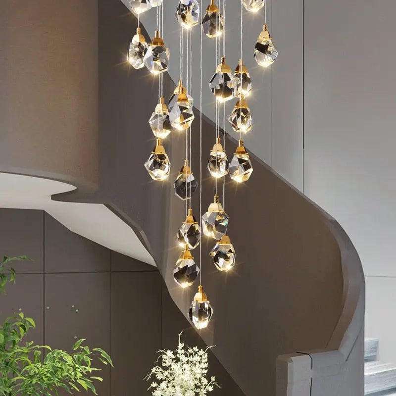 Eve Modern Crystal Chandelier for Staircase - Gold1Cool Light(6000K)casivra