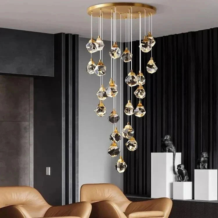 Eve Modern Crystal Chandelier for Staircase - Gold1Cool Light(6000K)casivra