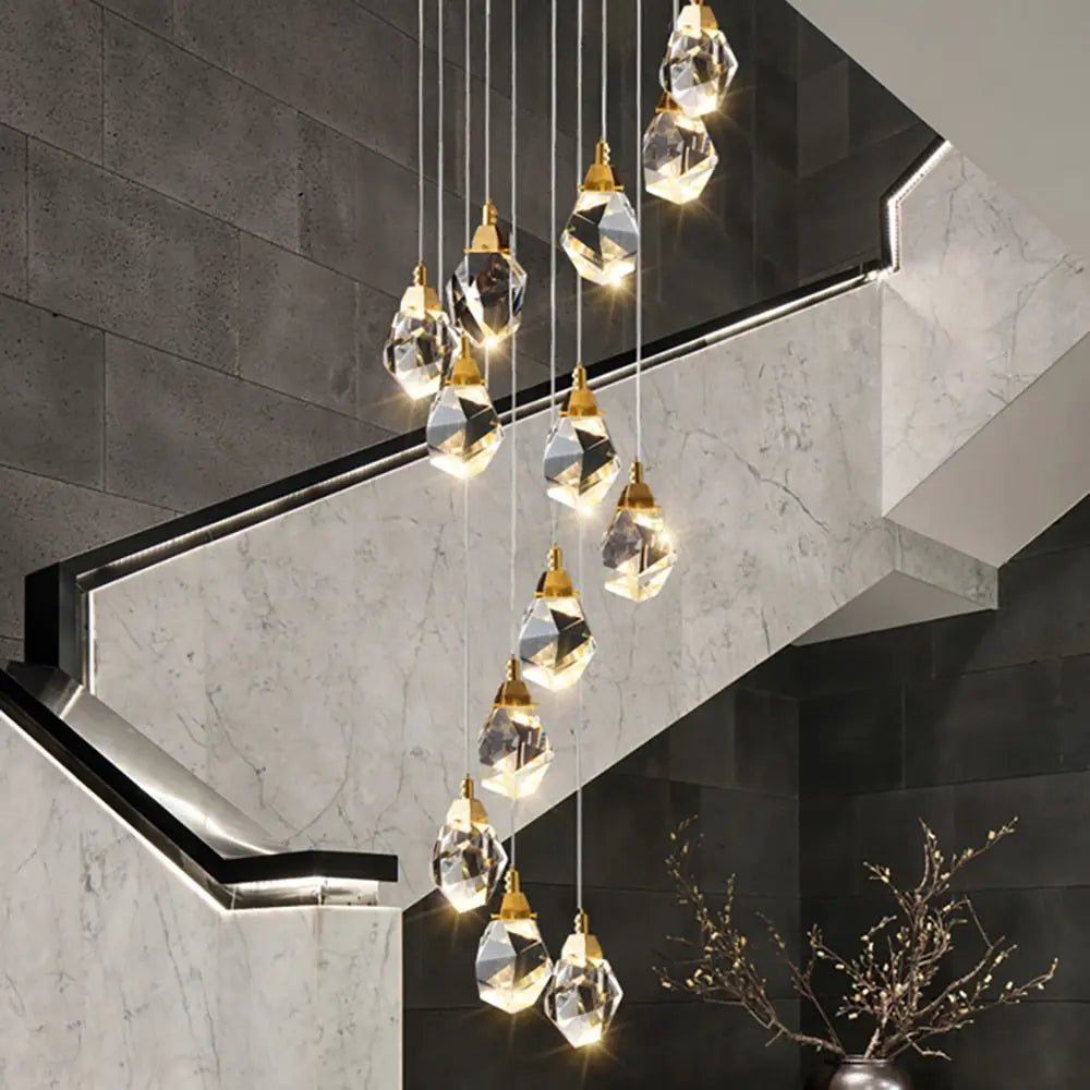 Eve Modern Crystal Chandelier for Staircase - Gold1Cool Light(6000K)casivra