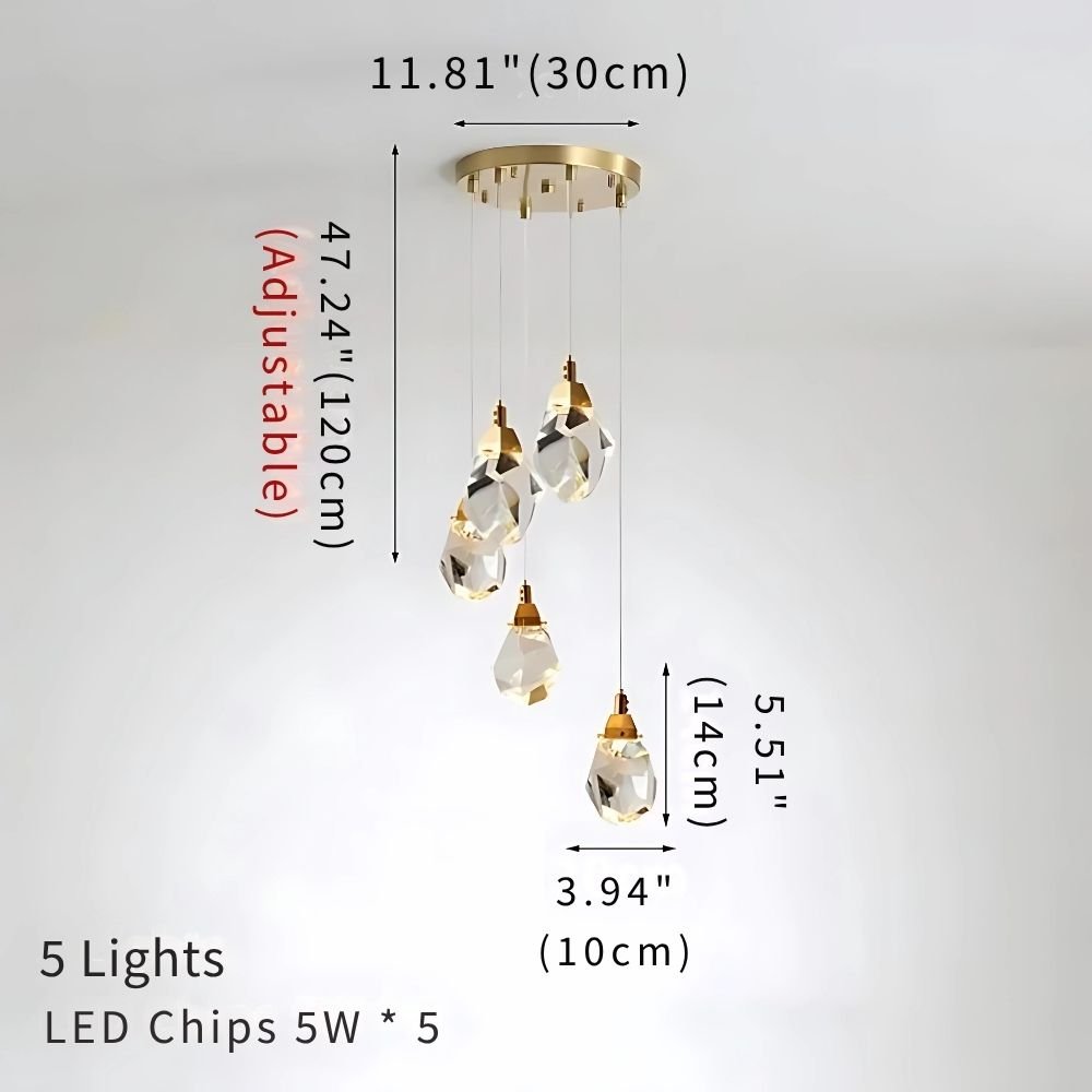 Eve Modern Crystal Chandelier for Staircase - Gold1Cool Light(6000K)casivra