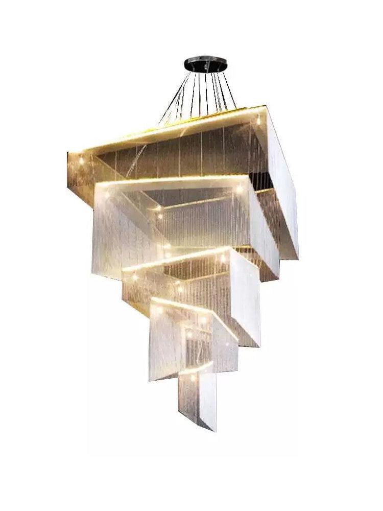 Extra Large Art Multi - tier Aluminum Chain Tassel Chandelier for High - Ceiling Room - L31.5"*W31.5"H63.0"PinkWarm Lightcasivra