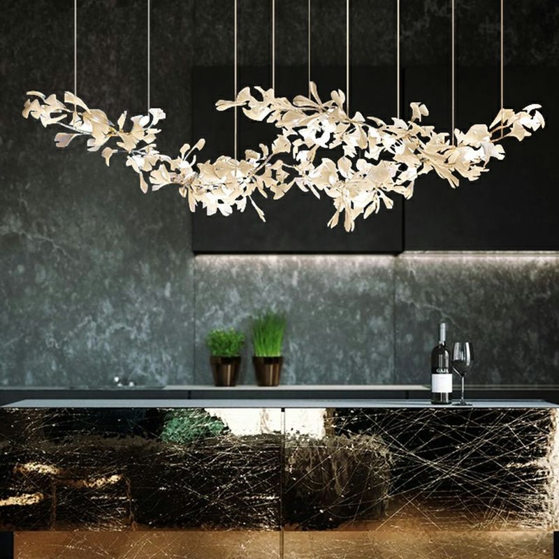 Extra Large Ceramic White Flower Chandelier in Artistic Branch Style for Spacious Living and Dining Room - L47.2"*W23.6"*H21.7"/ 10 Lights (110 Pieces)Warm Lightcasivra