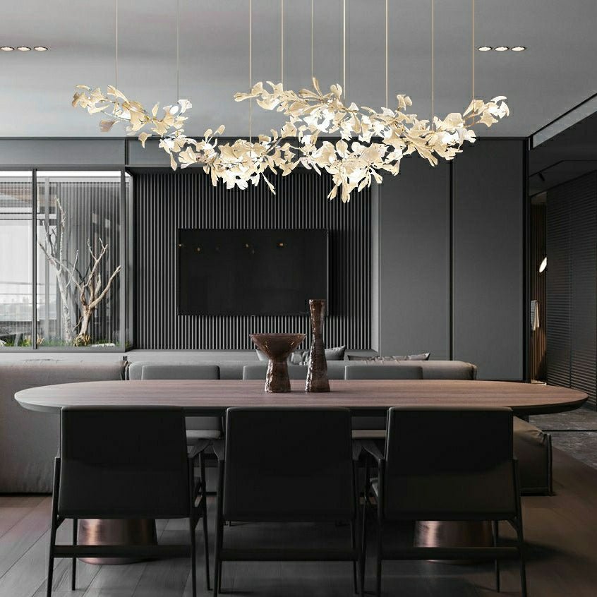 Extra Large Ceramic White Flower Chandelier in Artistic Branch Style for Spacious Living and Dining Room - L47.2"*W23.6"*H21.7"/ 10 Lights (110 Pieces)Warm Lightcasivra