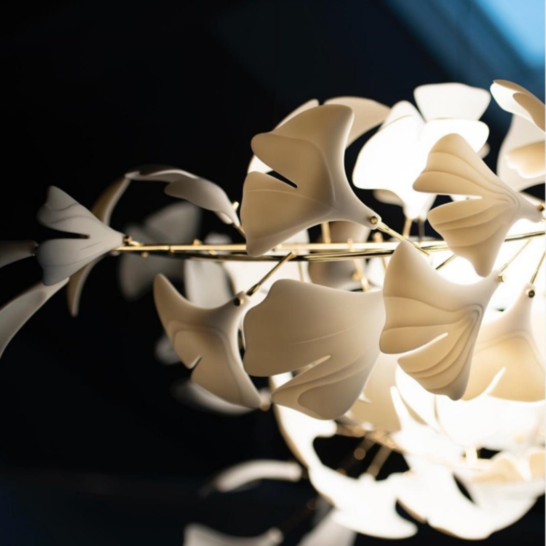 Extra Large Ceramic White Flower Chandelier in Artistic Branch Style for Spacious Living and Dining Room - L47.2"*W23.6"*H21.7"/ 10 Lights (110 Pieces)Warm Lightcasivra