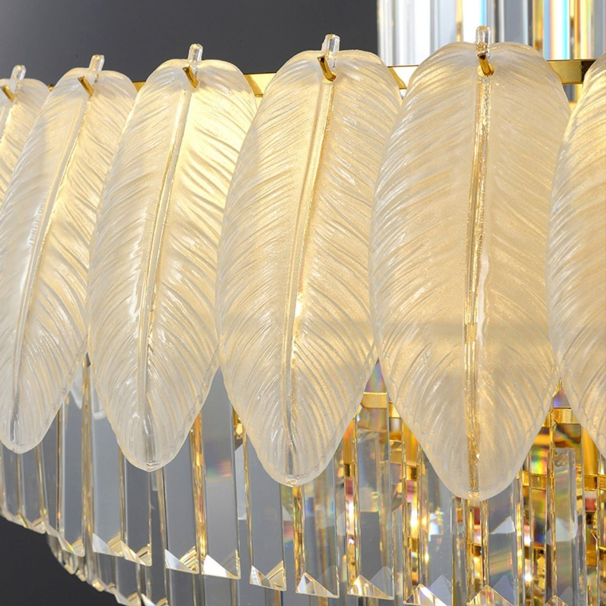 Extra Large Crystal Feather Style Chandelier Long Foyer Staircase Ceiling Lighting Fixture For Living Room - D39.4"*H59.1"casivra