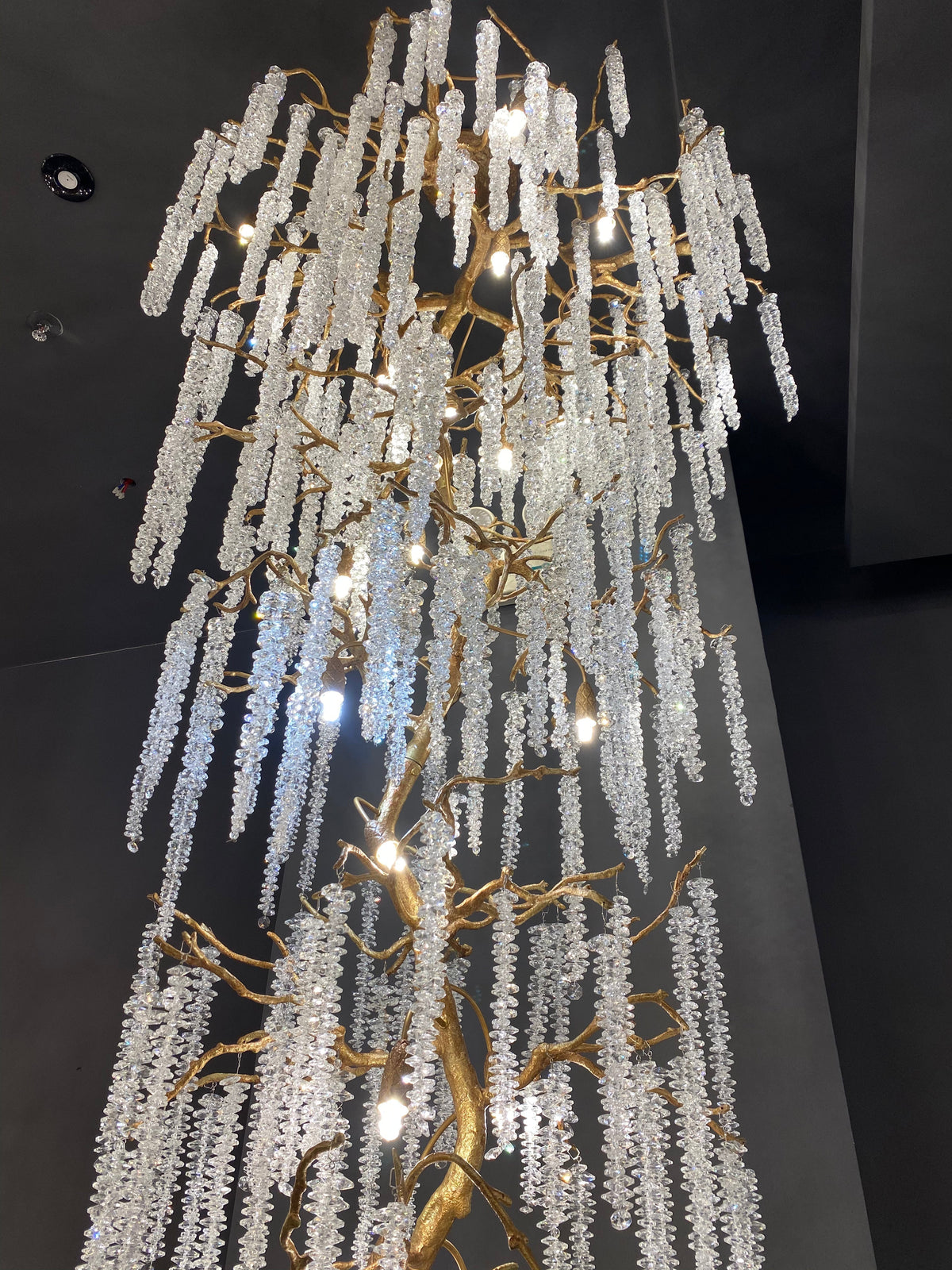 Extra Large Crystal Icicle Chandelier in Tree Branch Design for Grand Staircases and Hallways - D39''*H117''Warm Lightcasivra