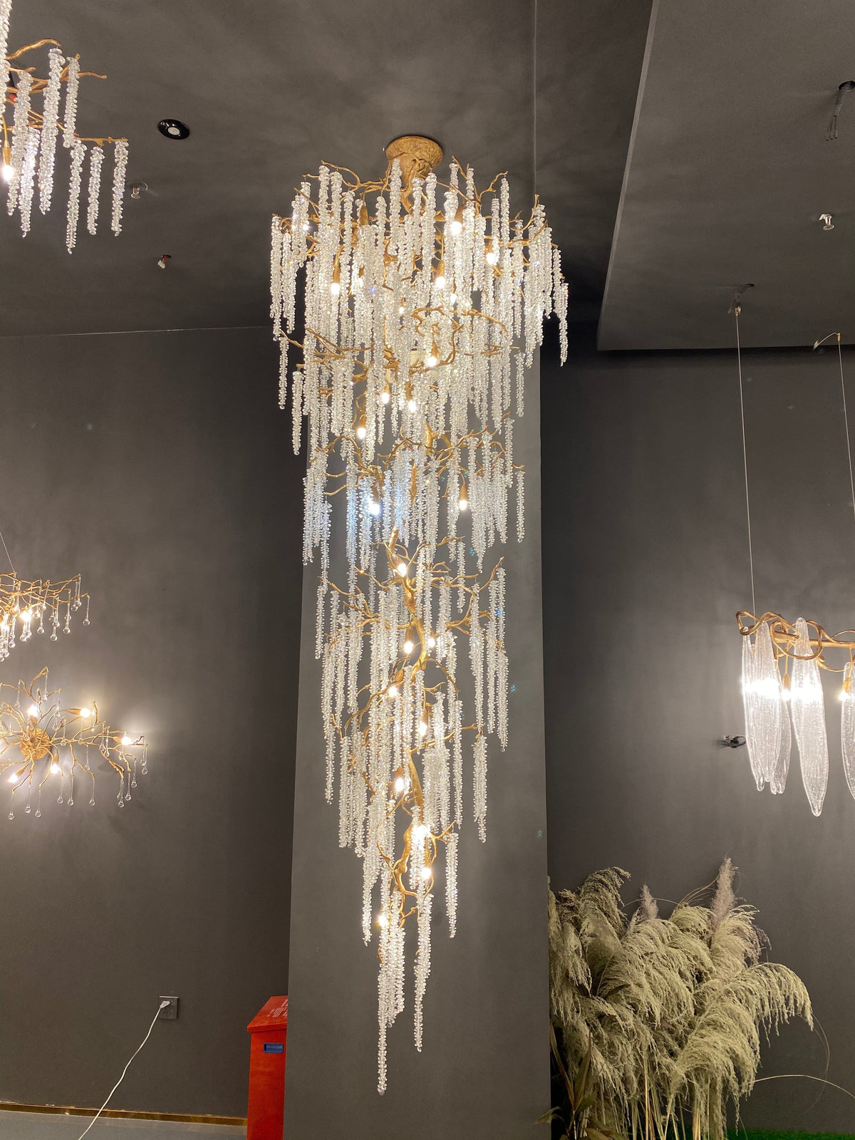 Extra Large Crystal Icicle Chandelier in Tree Branch Design for Grand Staircases and Hallways - D39''*H117''Warm Lightcasivra