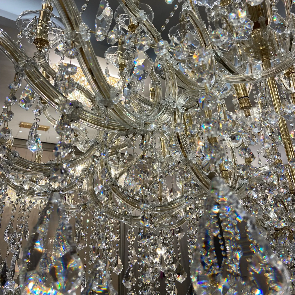 Extra Large Elegant Crystal Chandelier in Branch Style with Candle Layers for Stairs Living Room and Foyer - Wall SconceGoldWarm Lightcasivra