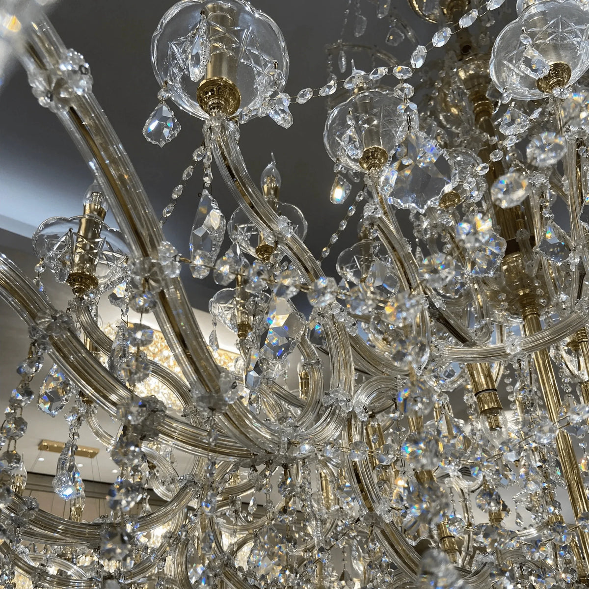 Extra Large Elegant Crystal Chandelier in Branch Style with Candle Layers for Stairs Living Room and Foyer - Wall SconceGoldWarm Lightcasivra