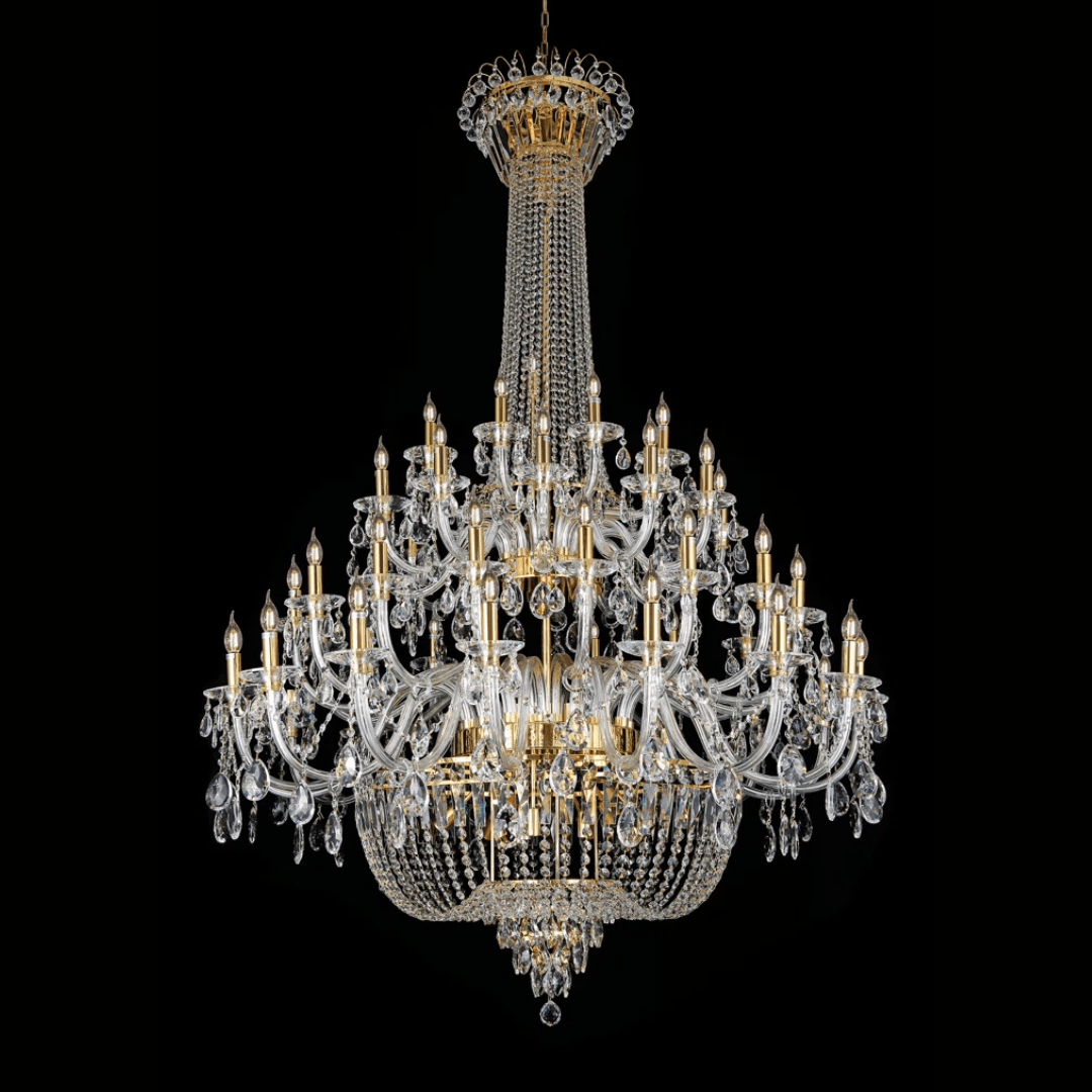 Extra Large European-style Multi-layers Candle Luxury Crystal Chandelier Gold Art Foyer/Staircase Decorative Light Fixture - 4 Layers /52+10 Lights/D57.1"*H78.7"(D145cm*H200cm)/120kgGoldWarm Lightcasivra