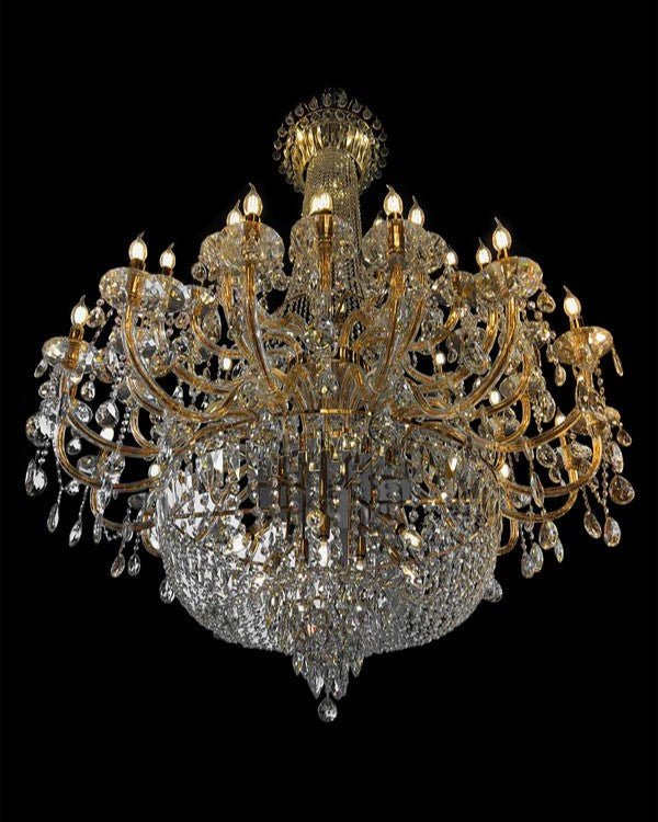 Extra Large European-style Multi-layers Candle Luxury Crystal Chandelier Gold Art Foyer/Staircase Decorative Light Fixture - 4 Layers /52+10 Lights/D57.1"*H78.7"(D145cm*H200cm)/120kgChromeWarm Lightcasivra