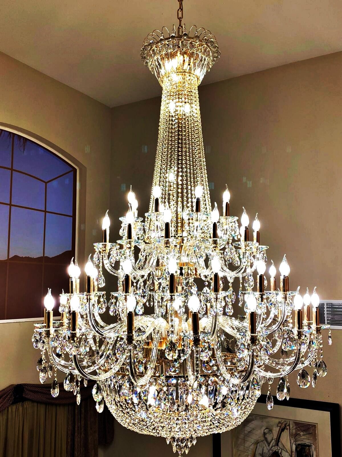 Extra Large European-style Multi-layers Candle Luxury Crystal Chandelier Gold Art Foyer/Staircase Decorative Light Fixture - 4 Layers /52+10 Lights/D57.1"*H78.7"(D145cm*H200cm)/120kgGoldWarm Lightcasivra