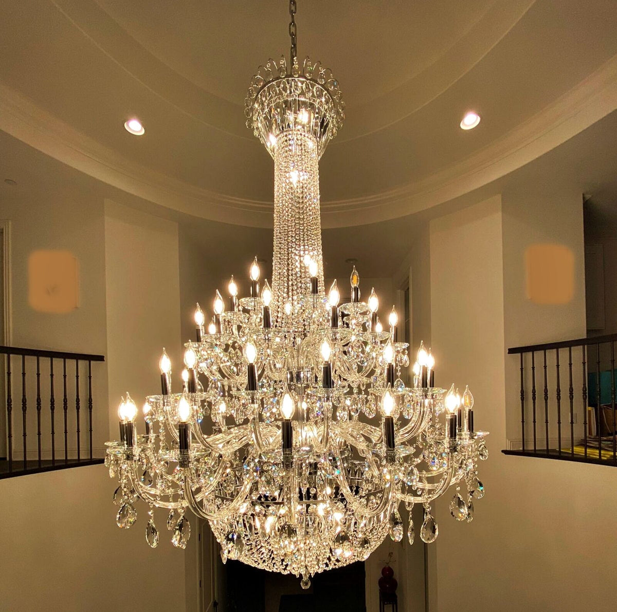 Extra Large European-style Multi-layers Candle Luxury Crystal Chandelier Gold Art Foyer/Staircase Decorative Light Fixture - 4 Layers /52+10 Lights/D57.1"*H78.7"(D145cm*H200cm)/120kgGoldWarm Lightcasivra