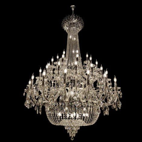 Extra Large European-style Multi-layers Candle Luxury Crystal Chandelier Gold Art Foyer/Staircase Decorative Light Fixture - 4 Layers /52+10 Lights/D57.1"*H78.7"(D145cm*H200cm)/120kgChromeWarm Lightcasivra