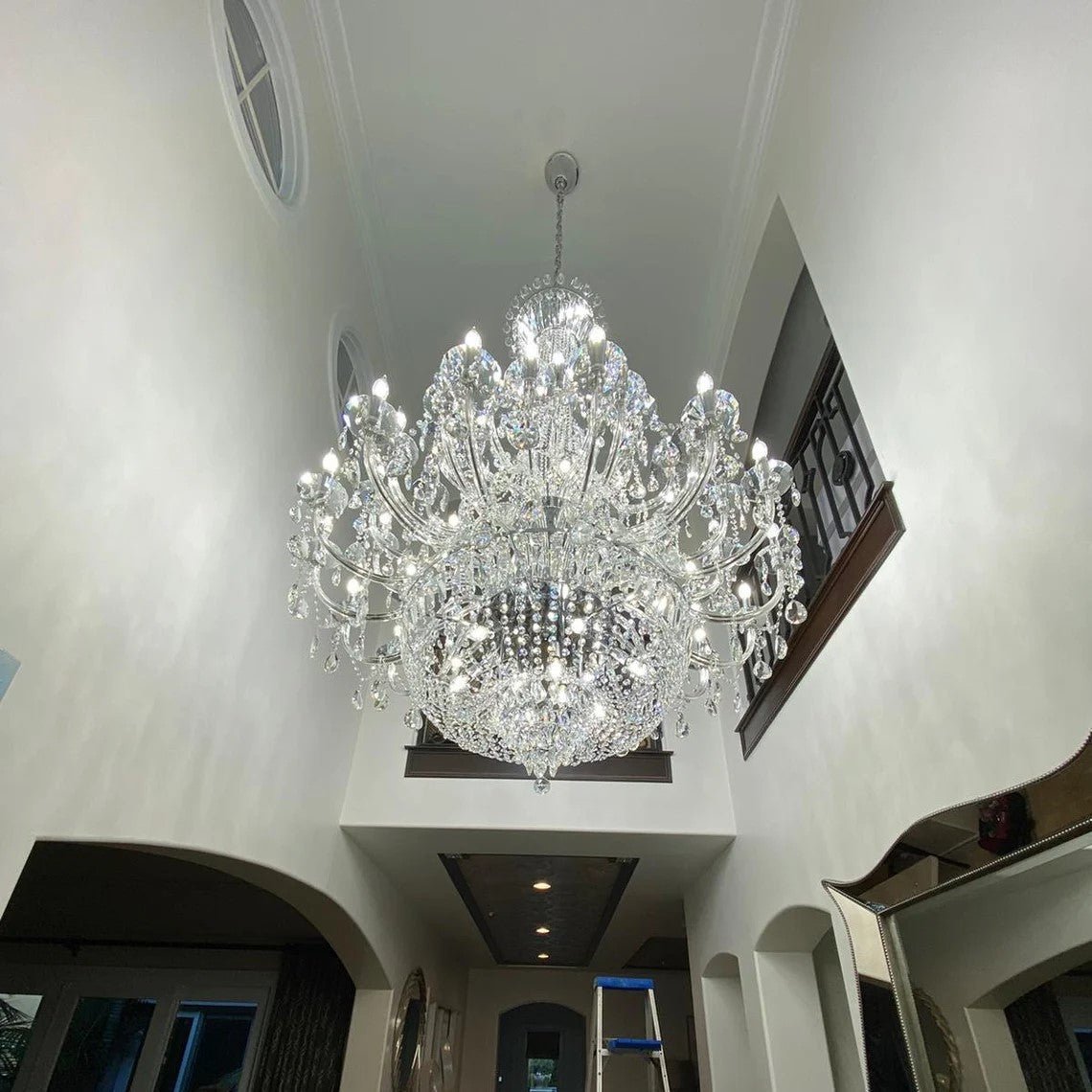 Extra Large European-style Multi-layers Candle Luxury Crystal Chandelier Gold Art Foyer/Staircase Decorative Light Fixture - 4 Layers /52+10 Lights/D57.1"*H78.7"(D145cm*H200cm)/120kgGoldWarm Lightcasivra