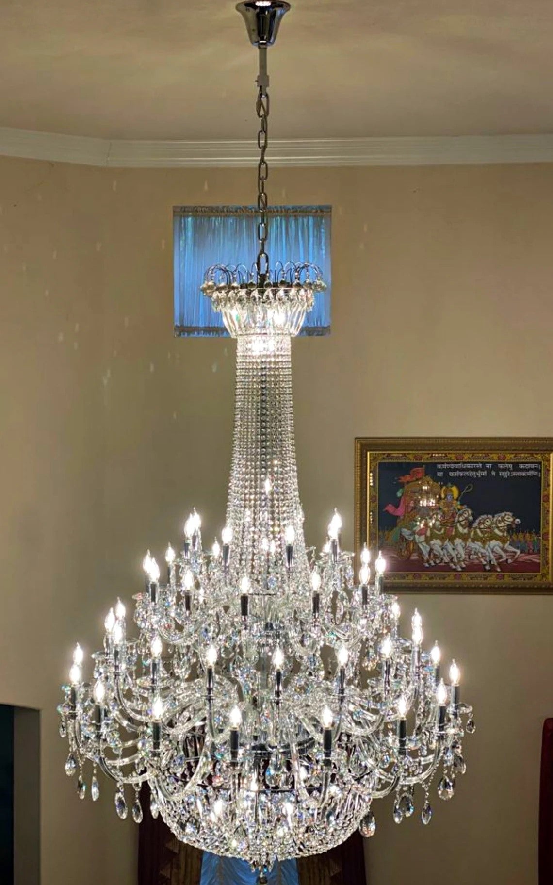 Extra Large European-style Multi-layers Candle Luxury Crystal Chandelier Gold Art Foyer/Staircase Decorative Light Fixture - 4 Layers /52+10 Lights/D57.1"*H78.7"(D145cm*H200cm)/120kgGoldWarm Lightcasivra