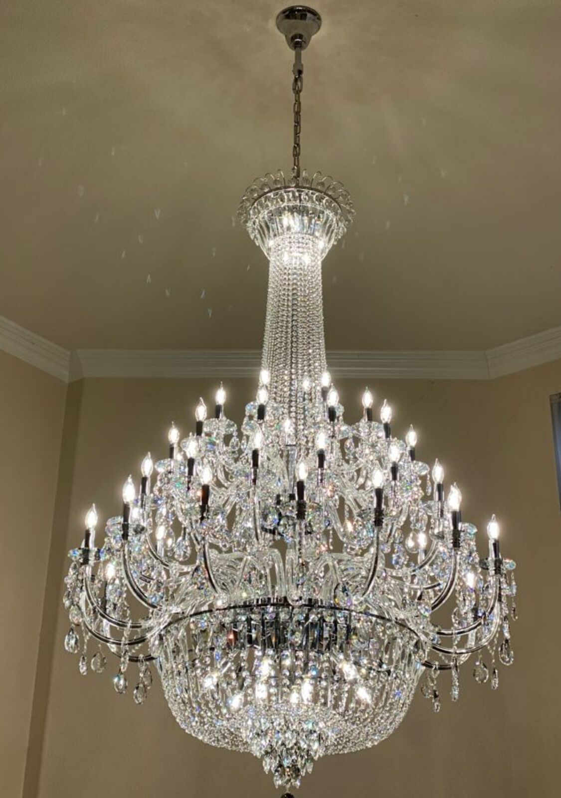 Extra Large European-style Multi-layers Candle Luxury Crystal Chandelier Gold Art Foyer/Staircase Decorative Light Fixture - 4 Layers /52+10 Lights/D57.1"*H78.7"(D145cm*H200cm)/120kgGoldWarm Lightcasivra
