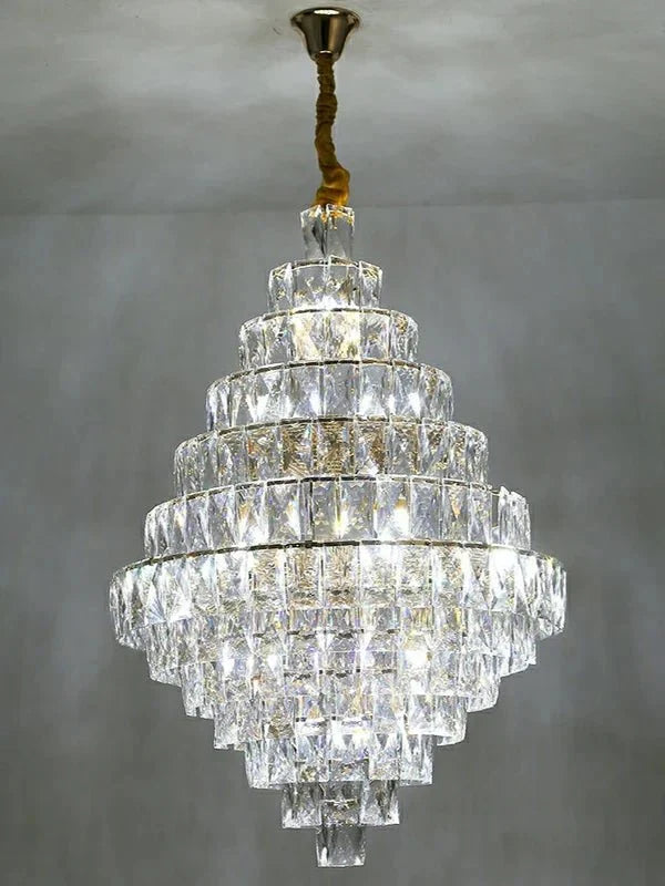 Extra Large Foyer Pure Crystal Ceiling Light Fixture Living Room Entrance Staircase Chandelier - D33.5"*H47.2"/ 25 Lightscasivra
