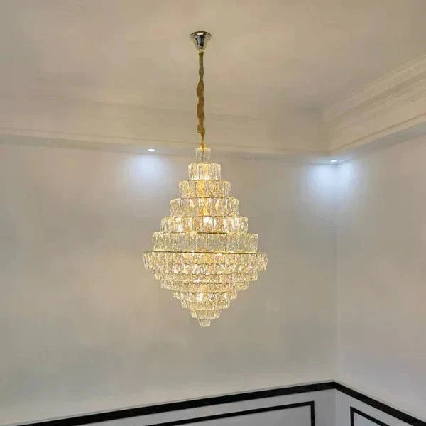 Extra Large Foyer Pure Crystal Ceiling Light Fixture Living Room Entrance Staircase Chandelier - D33.5"*H47.2"/ 25 Lightscasivra
