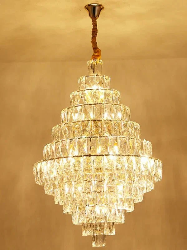 Extra Large Foyer Pure Crystal Ceiling Light Fixture Living Room Entrance Staircase Chandelier - D33.5"*H47.2"/ 25 Lightscasivra