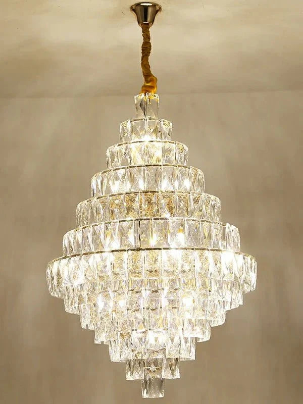 Extra Large Foyer Pure Crystal Ceiling Light Fixture Living Room Entrance Staircase Chandelier - D33.5"*H47.2"/ 25 Lightscasivra