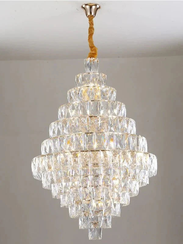 Extra Large Foyer Pure Crystal Ceiling Light Fixture Living Room Entrance Staircase Chandelier - D33.5"*H47.2"/ 25 Lightscasivra