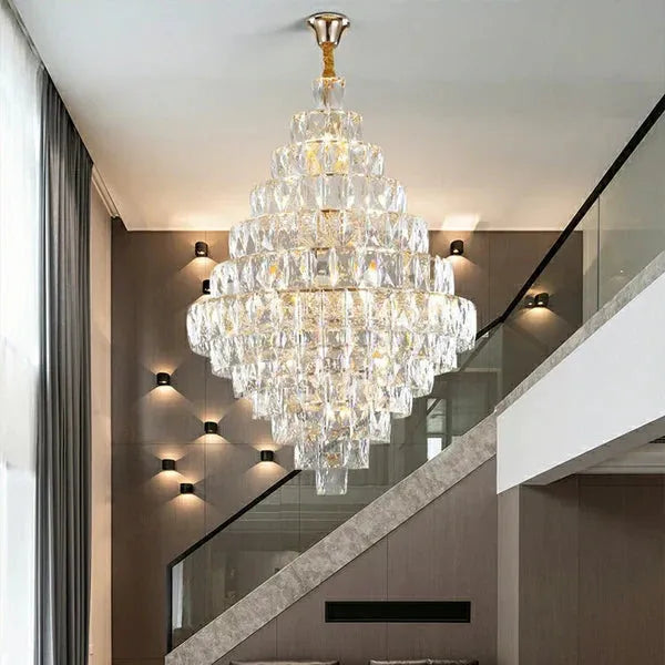 Extra Large Foyer Pure Crystal Ceiling Light Fixture Living Room Entrance Staircase Chandelier - D59.1"*H86.6"/ 75 Lightscasivra