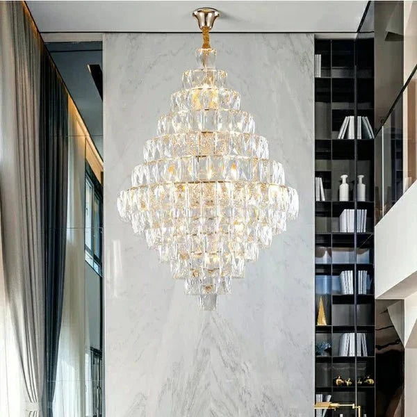 Extra Large Foyer Pure Crystal Ceiling Light Fixture Living Room Entrance Staircase Chandelier - D59.1"*H86.6"/ 75 Lightscasivra