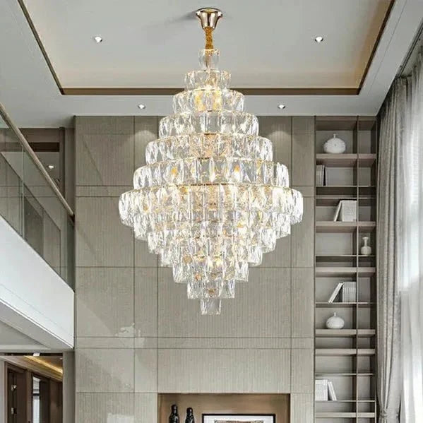 Extra Large Foyer Pure Crystal Ceiling Light Fixture Living Room Entrance Staircase Chandelier - D39.4"*H59.1"/ 39 Lightscasivra