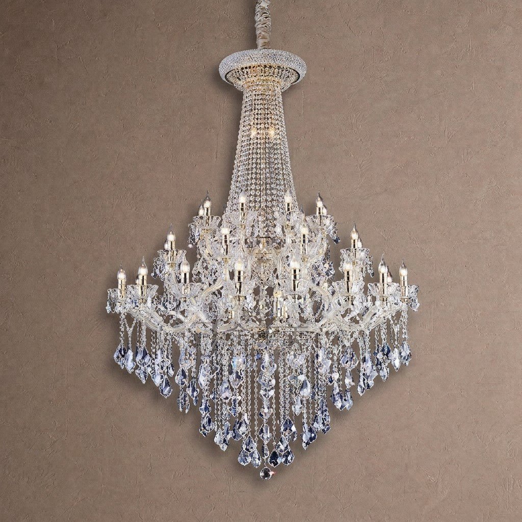 Extra Large French Candle Crystal Branch Chandelier for Foyer and Staircase - D31.5*H42.4"Warm Lightcasivra