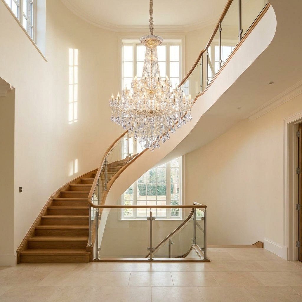 Extra Large French Candle Crystal Branch Chandelier for Foyer and Staircase - D31.5*H42.4"Warm Lightcasivra