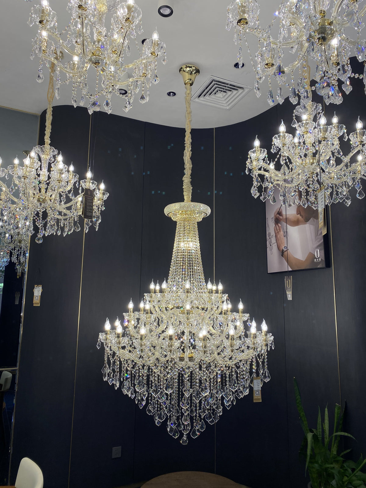 Extra Large French Candle Crystal Branch Chandelier for Foyer and Staircase - D31.5*H42.4"Warm Lightcasivra