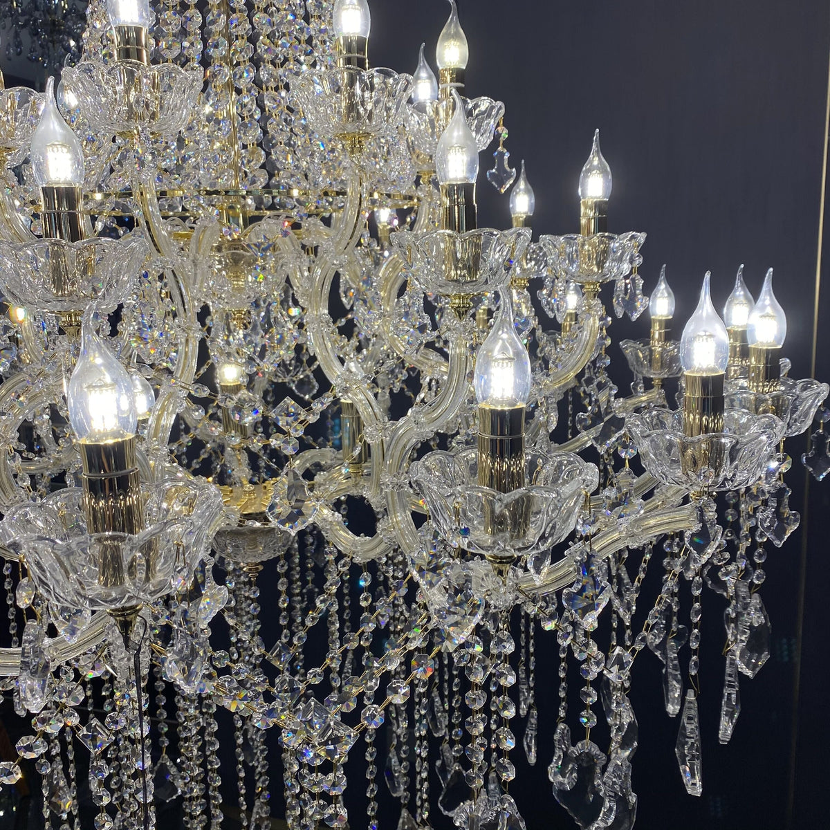 Extra Large French Candle Crystal Branch Chandelier for Foyer and Staircase - D31.5*H42.4"Warm Lightcasivra