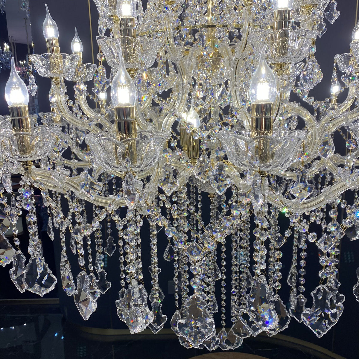 Extra Large French Candle Crystal Branch Chandelier for Foyer and Staircase - D31.5*H42.4"Warm Lightcasivra