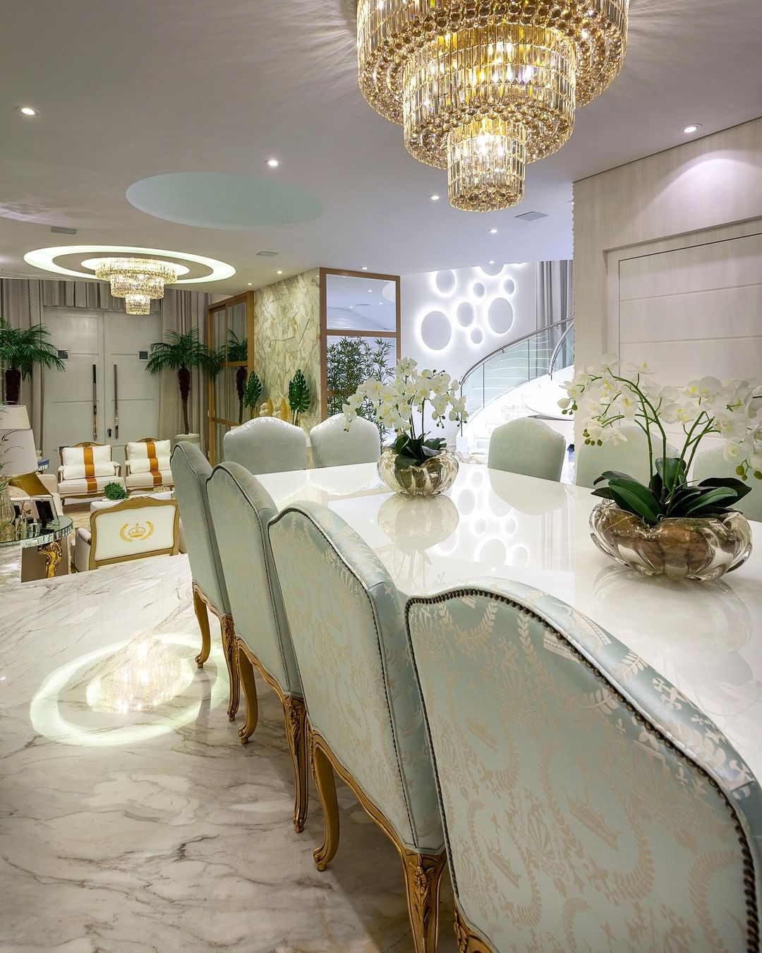 Extra Large Gold Flush Mount Crystal Light Round 3-layers Decorative Living Room/Dining Room Light Fixture-Chandeliers-casivra-casivra