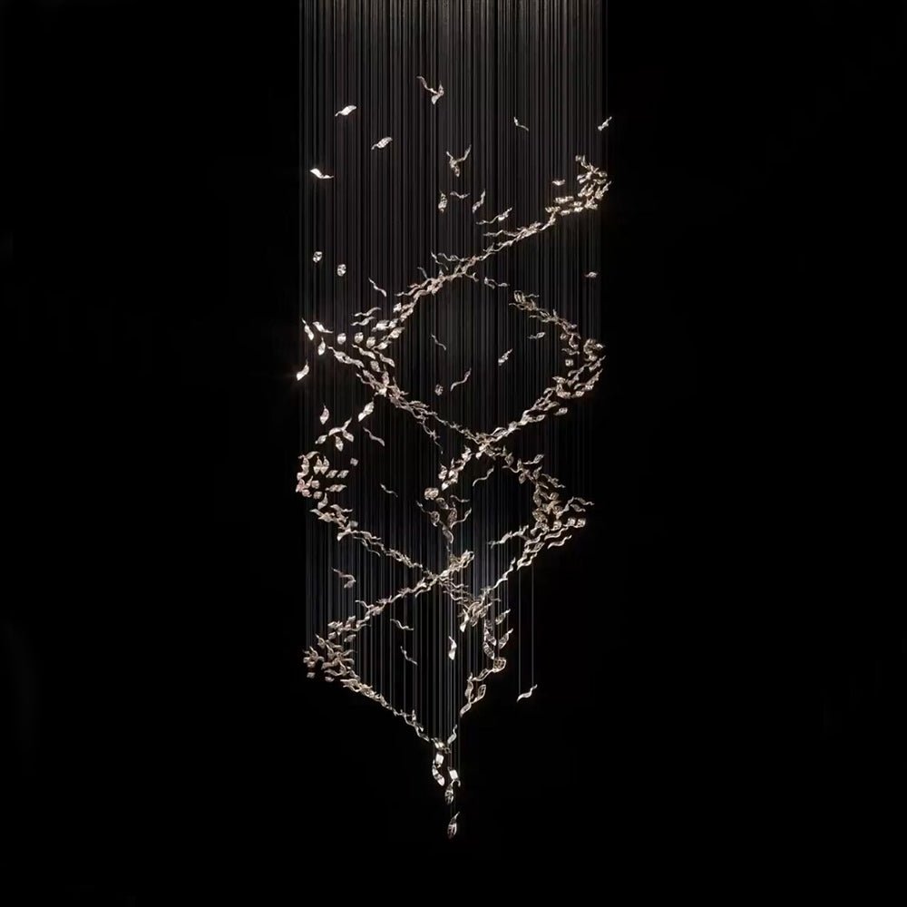 Extra Large Luxury Art Double Spiral Creative Crystal Chandelier For High - ceiling Foyer/Hallway/Entryway - D39.4"*H102.3"Warm Lightcasivra