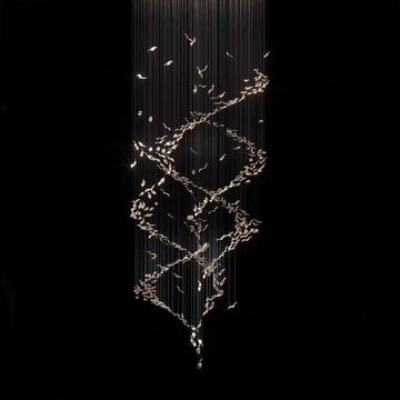 Extra Large Luxury Art Double Spiral Creative Crystal Chandelier For High - ceiling Foyer/Hallway/Entryway - D39.4"*H102.3"Warm Lightcasivra