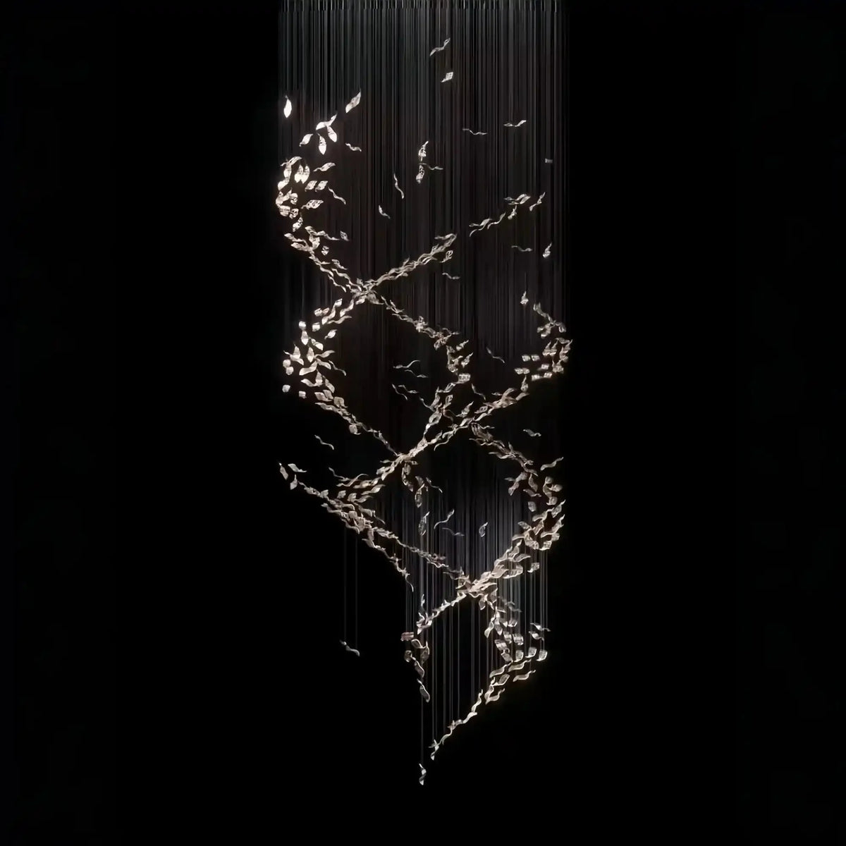 Extra Large Luxury Art Double Spiral Creative Crystal Chandelier For High - ceiling Foyer/Hallway/Entryway - D70.9"*H181"Warm Lightcasivra