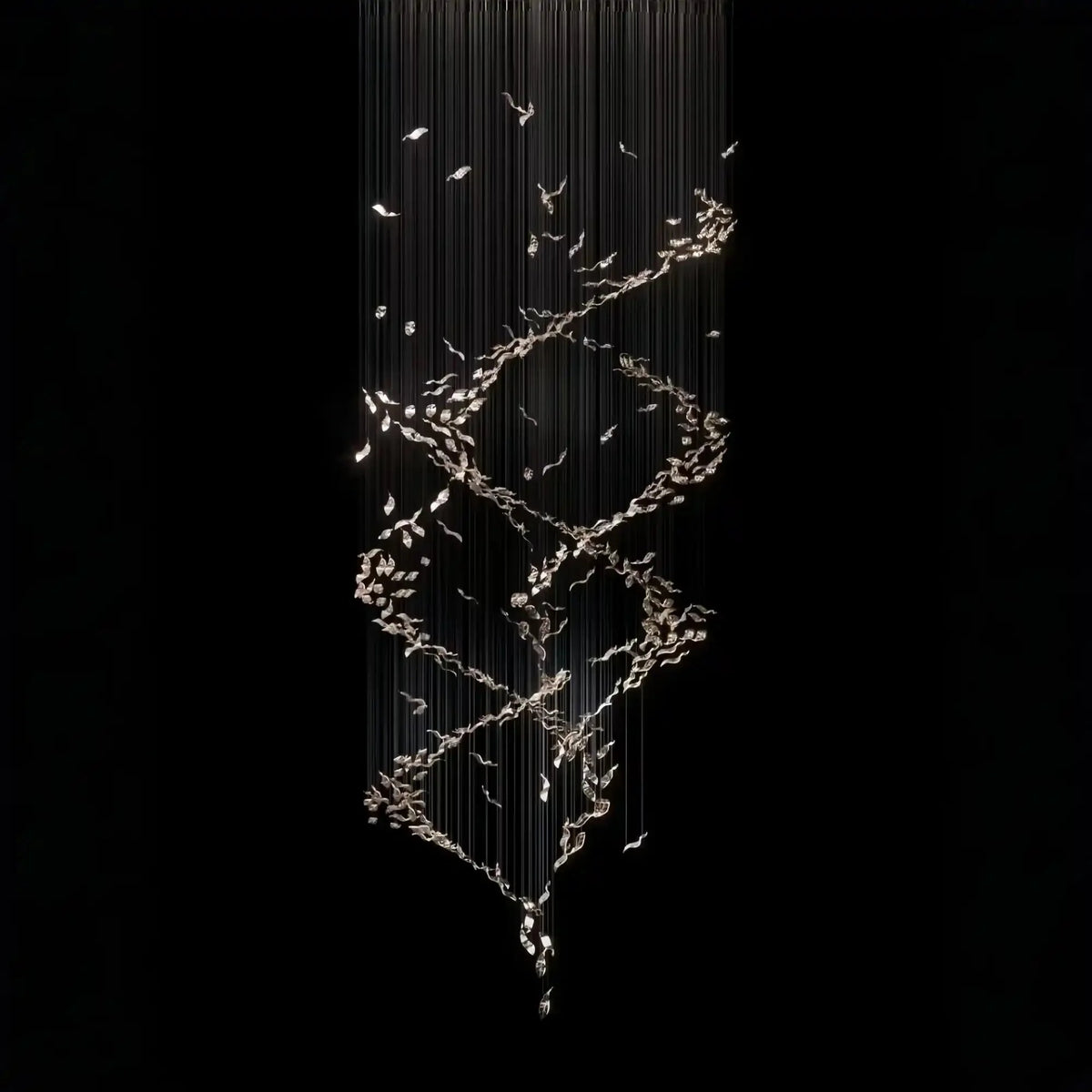 Extra Large Luxury Art Double Spiral Creative Crystal Chandelier For High - ceiling Foyer/Hallway/Entryway - D39.4"*H102.3"Warm Lightcasivra
