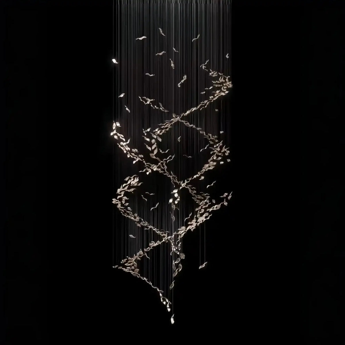 Extra Large Luxury Art Double Spiral Creative Crystal Chandelier For High - ceiling Foyer/Hallway/Entryway - D70.9"*H181"Warm Lightcasivra