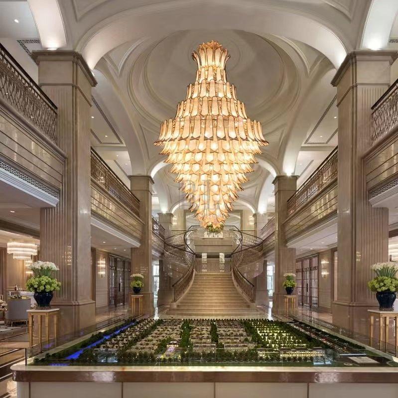 Extra Large Luxury Multi - tier Gold Pendant Glass Chandelier for Stairs/Large High - ceiling Room - D47.2"*H78.7"Warm Lightcasivra
