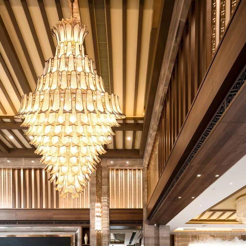 Extra Large Luxury Multi - tier Gold Pendant Glass Chandelier for Stairs/Large High - ceiling Room - D47.2"*H78.7"Warm Lightcasivra