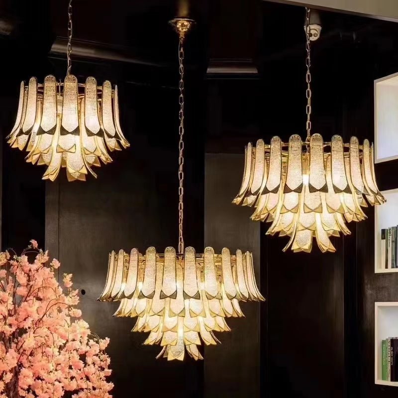 Extra Large Luxury Multi - tier Gold Pendant Glass Chandelier for Stairs/Large High - ceiling Room - D47.2"*H78.7"Warm Lightcasivra