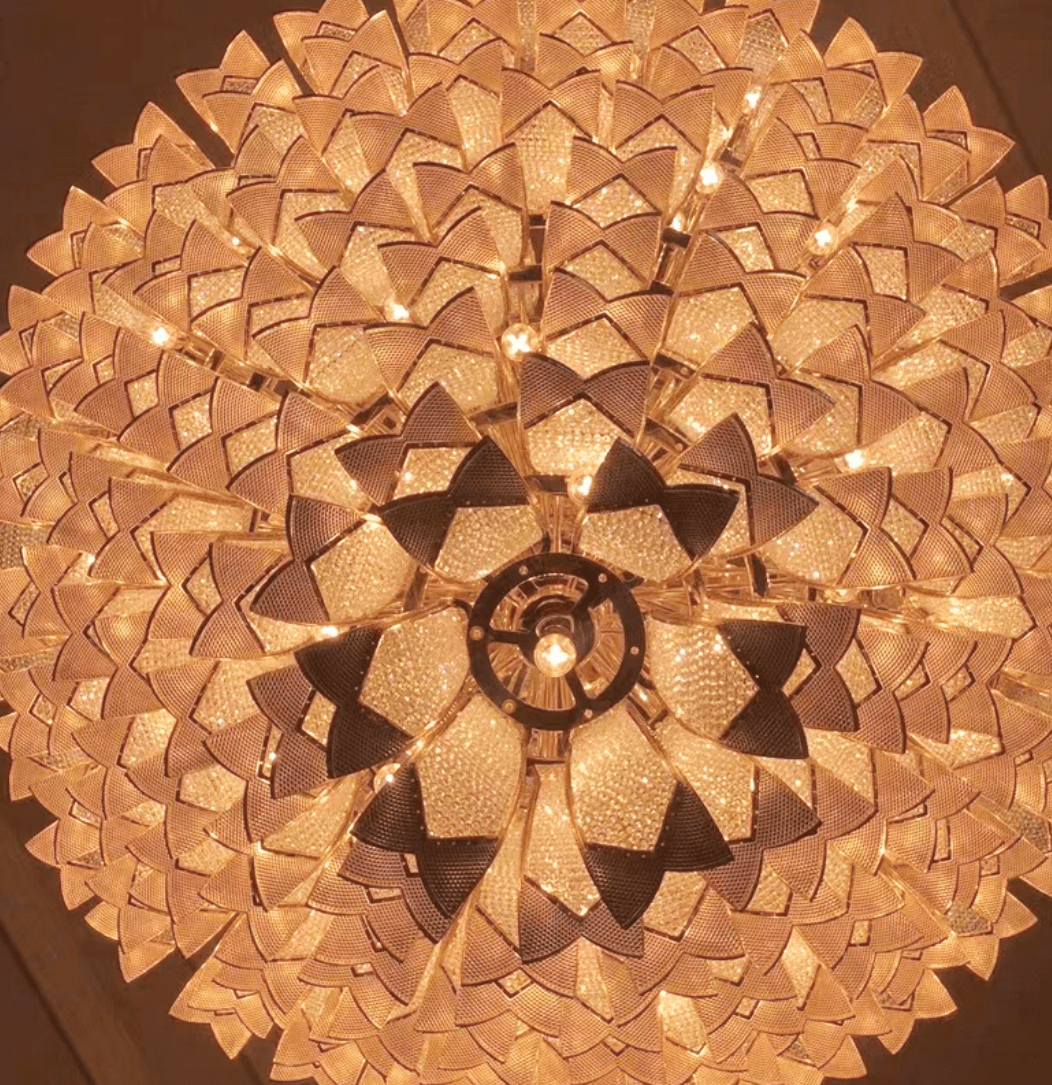 Extra Large Luxury Multi - tier Gold Pendant Glass Chandelier for Stairs/Large High - ceiling Room - D47.2"*H78.7"Warm Lightcasivra