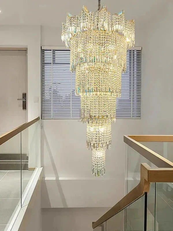 Extra Large Luxury Multi - tiered Crystal Chandelier - GoldD39.4"*H78.7"/64kgcasivra