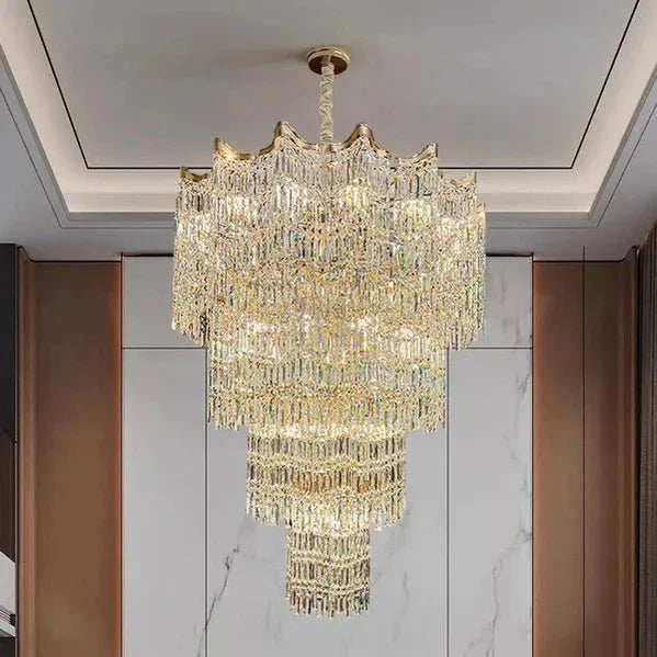 Extra Large Luxury Multi - tiered Crystal Chandelier - GoldD47.2"*H63"casivra